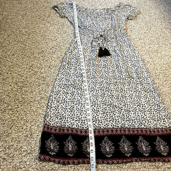 Rewind Womens Peasant Dress Size M Floral Boho Off Shoulder Tassel Ditsy - Picture 9 of 9